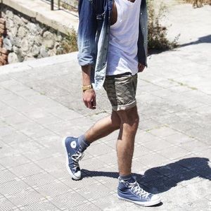 blue high top converse mens